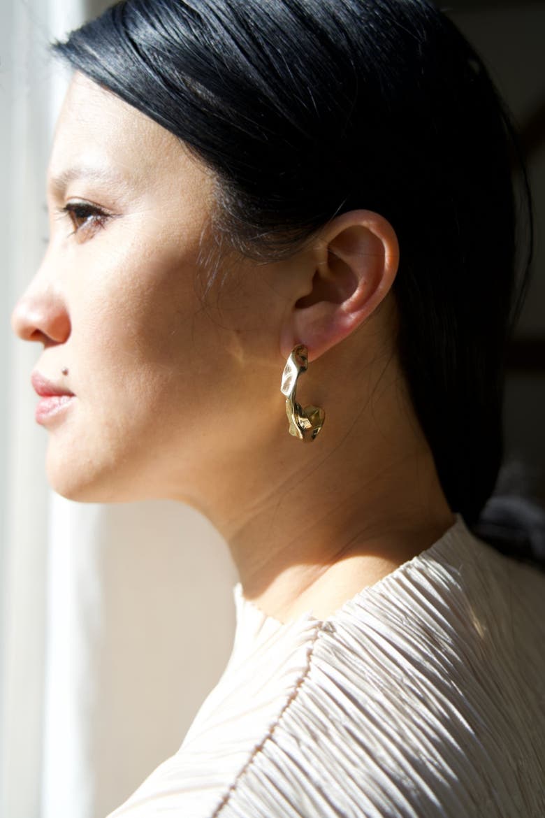 Fender Hoop Earrings, Alternate, color, Brass
