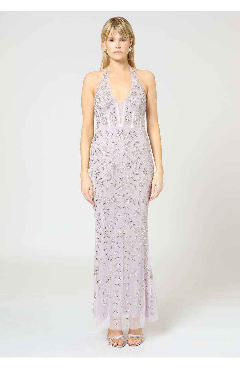 BEAUUT Embellished Sequin Beaded Occasional Maxi Dress, Main, color, Lilac