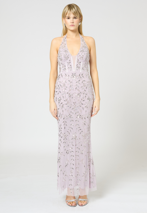 Beauut Embellished Sequin Beaded Occasional Maxi Dress In Pink