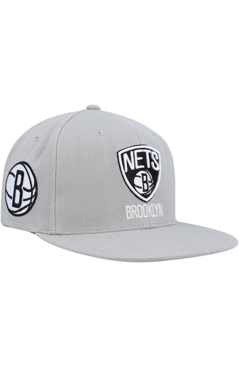 Mitchell & Ness Men's Mitchell & Ness Gray Brooklyn Nets Side Core 2.0 Snapback Hat, Main, color, Gray