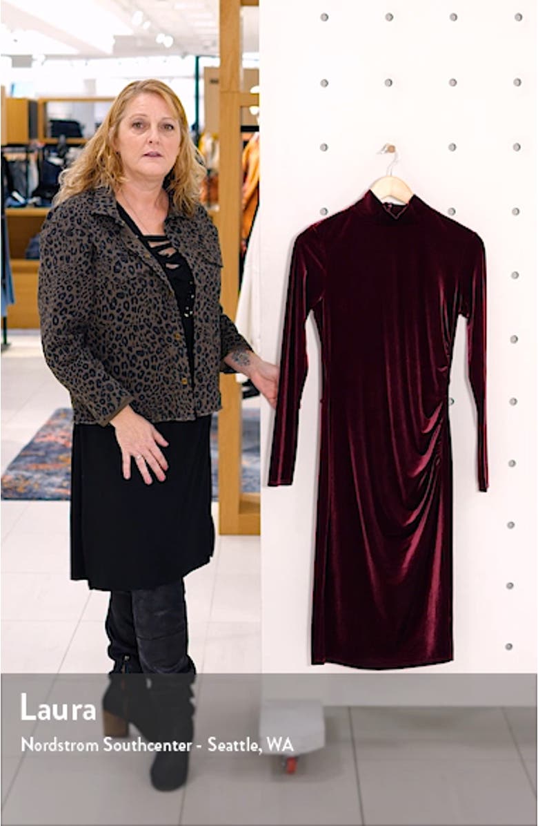Long Sleeve Mock Neck Velvet Dress, sales video thumbnail