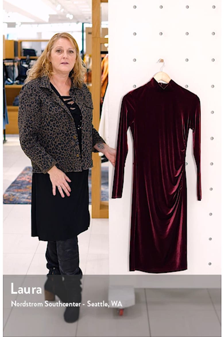 Long Sleeve Mock Neck Velvet Dress video