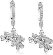 SUZY LEVIAN Sterling Silver Pavé CZ Cluster Clover Drop Earrings
