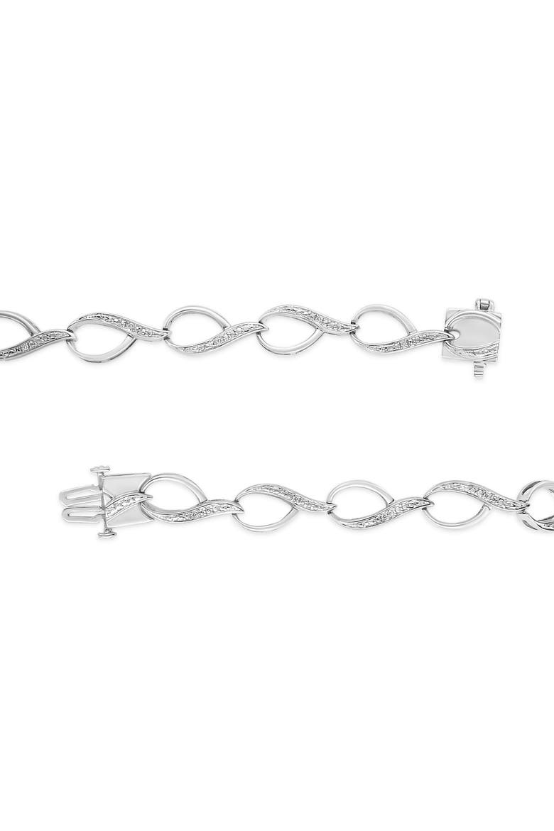 Sterling Silver 1/10 Cttw Diamond Accent Swirl Link Bracelet, Alternate, color, Silver