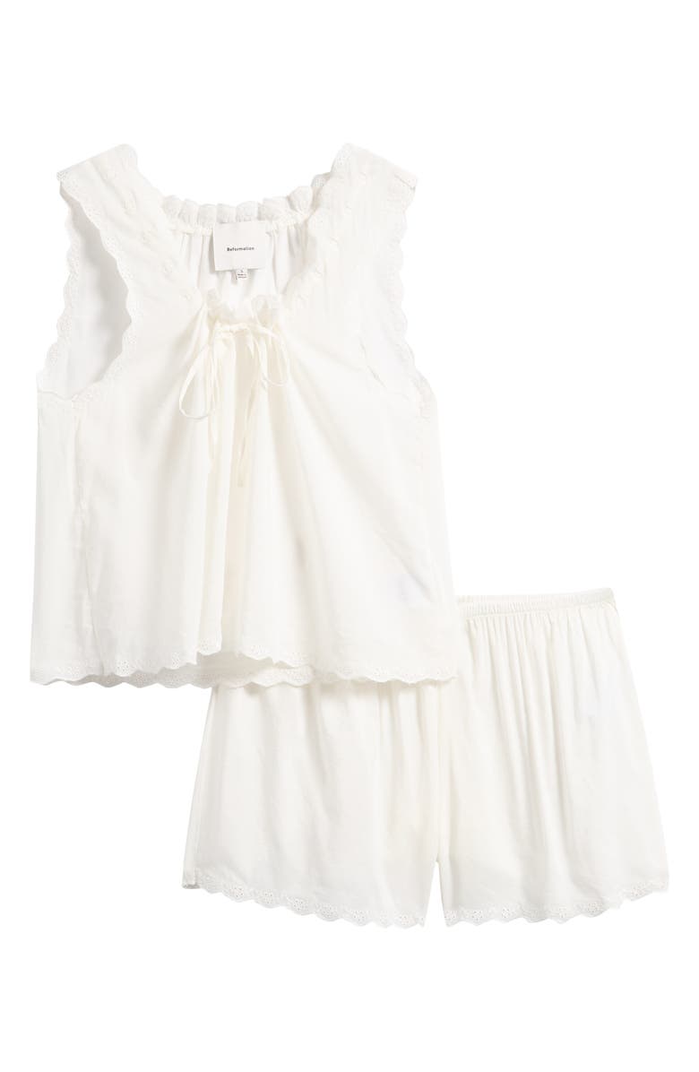 Reformation Hazel Eyelet Pajamas, Main, color, Ivory