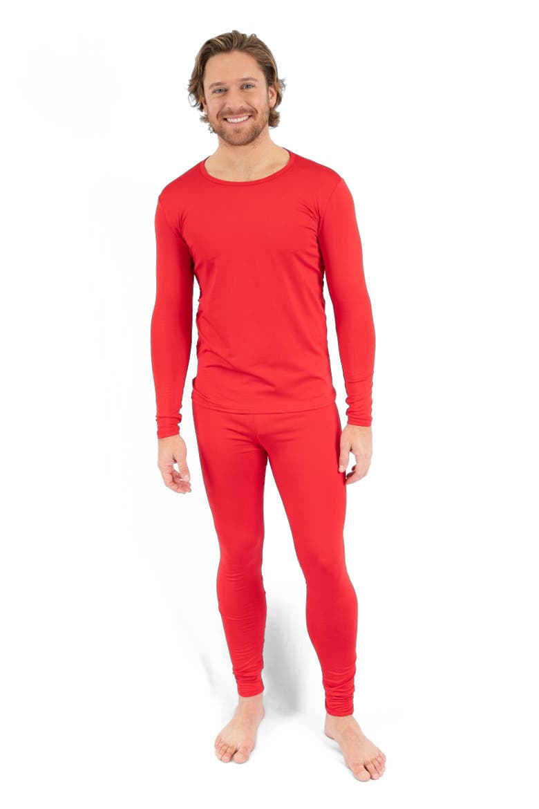 Men's Two-Piece Thermal Long Sleeve Solid Pajamas, Main, color, Red