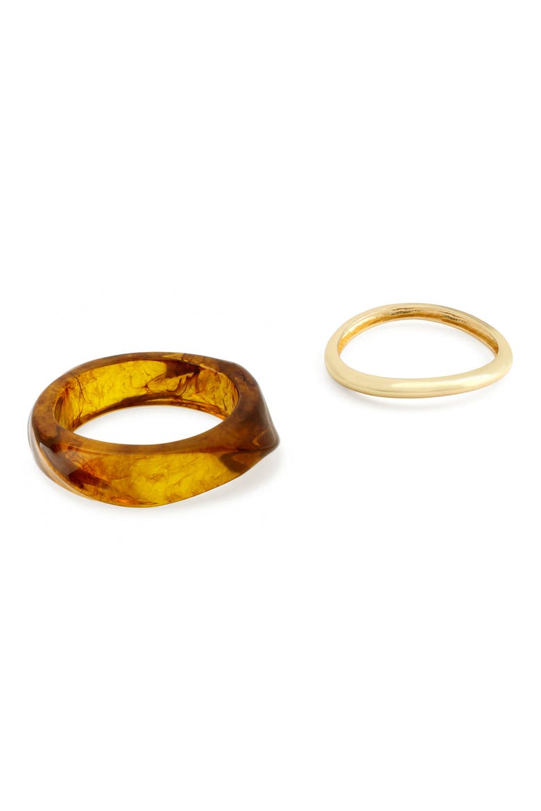 Set of 2 Bangle Bracelets, Alternate, color, BROWN