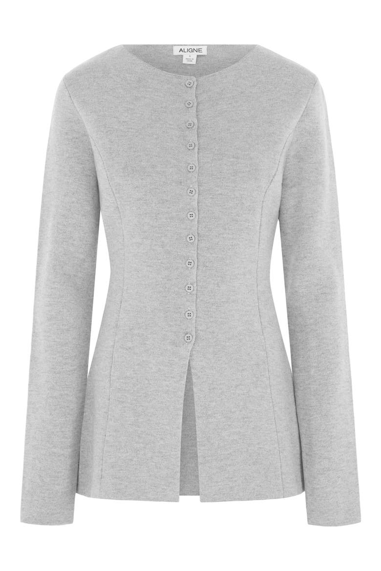 Daphne Split Hem Organic Cotton & Wool Blend Cardigan, Alternate, color, GREY
