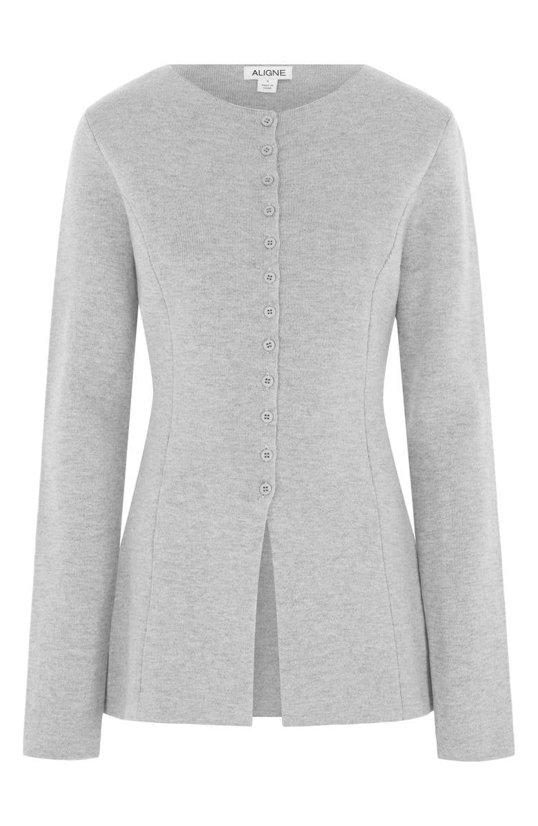 ALIGNE Daphne Split Hem Organic Cotton & Wool Blend Cardigan, Alternate, color, Grey
