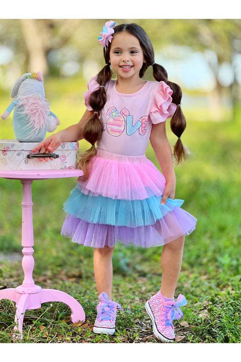 Girls Love Easter Egg Top and Tutu Skirt Set, Alternate, color, Pink