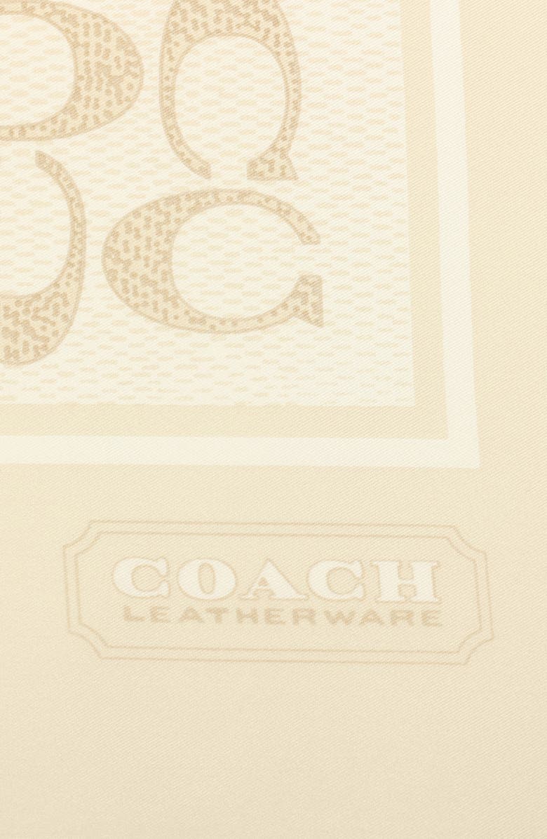 COACH Textured Signature Logo Square Silk Scarf, Alternate, color, Chalk