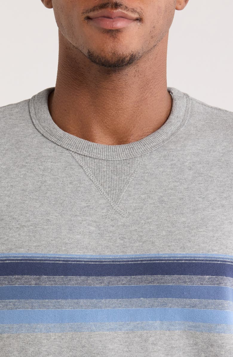 Marine Layer Cloud 9 Fleece Relaxed Crewneck Sweatshirt, Alternate, color, Heather Grey/ Multi Stripe