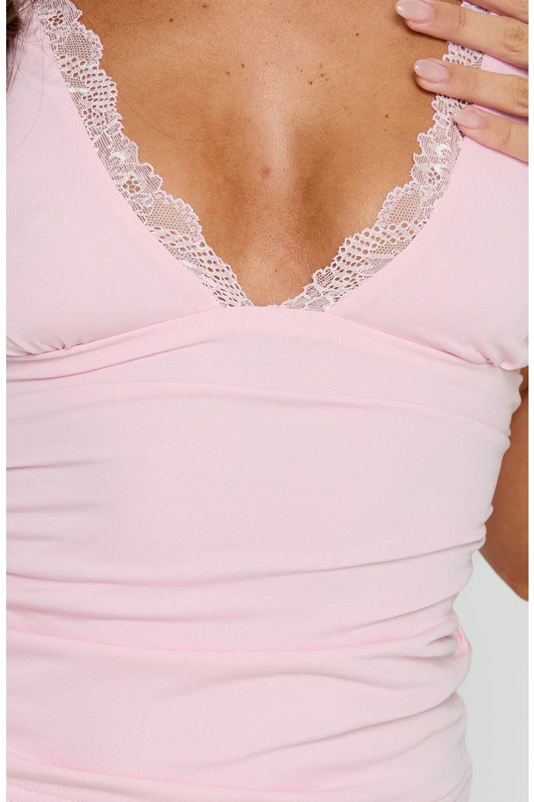 Zespri Lace Jersey Top, Alternate, color, PINK