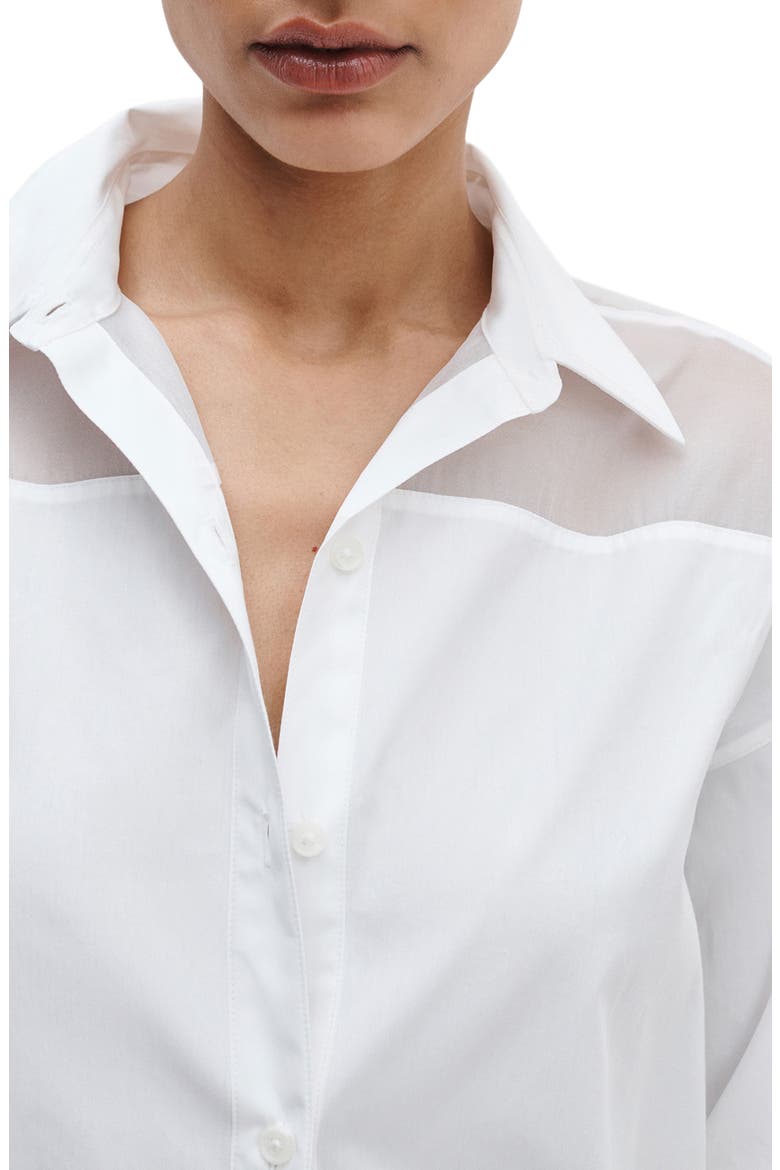 Elly Crop Button-Up Shirt, Alternate, color, WHITE