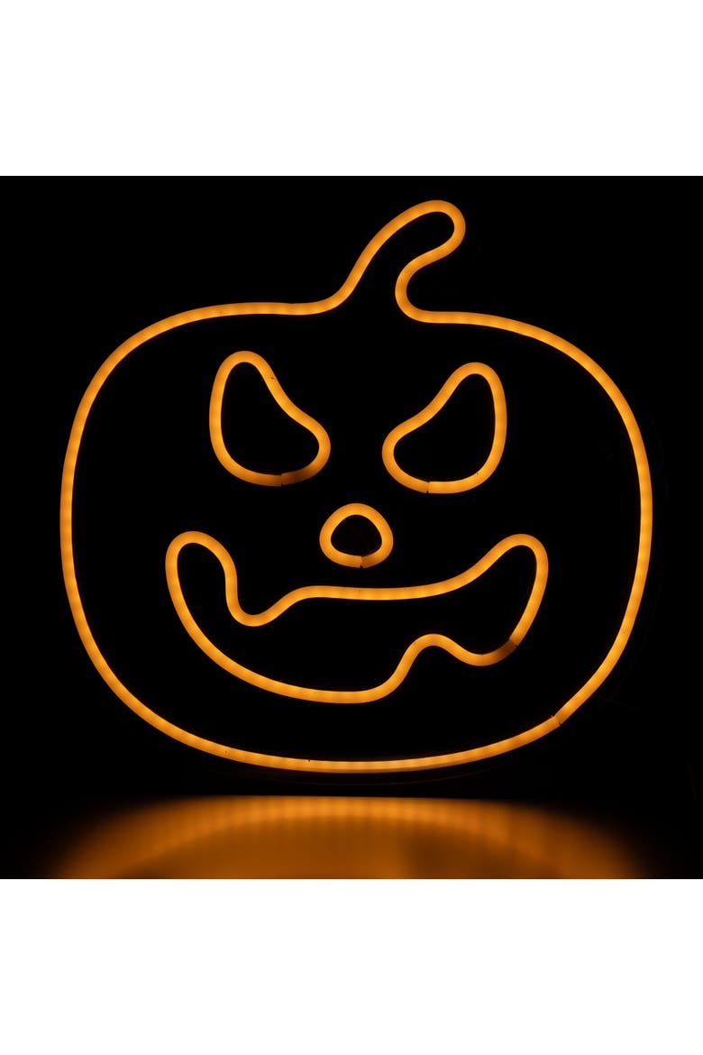 LED Jack-O-Lantern Neon Lighted Halloween Wall or Window Decoration - 15" - Orange, Alternate, color, Orange