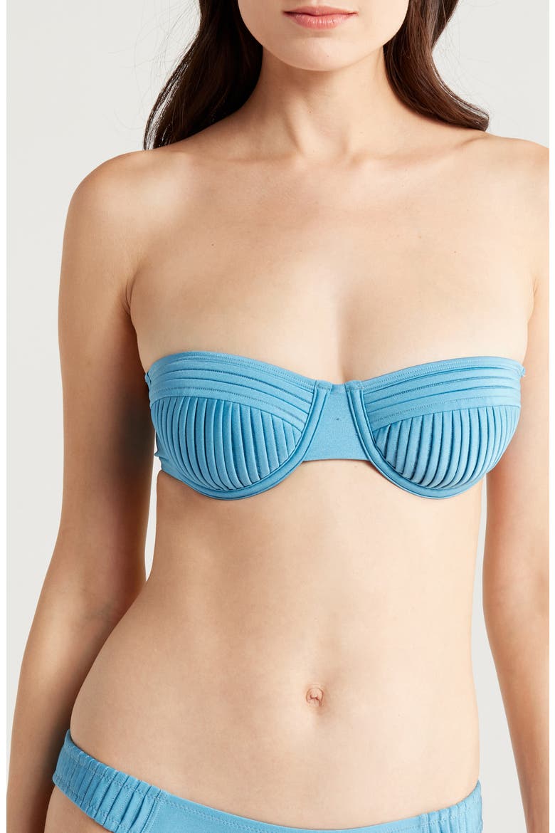 Solene Pleated Underwire Bikini Top, Main, color, FRENCH BLUE