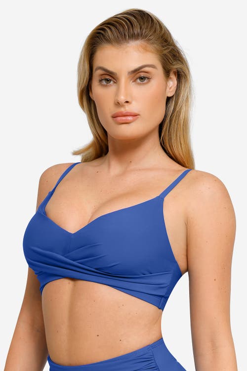 Popilush Shapewear Bust-enhancing Draped Bikini Top In Royal Blue