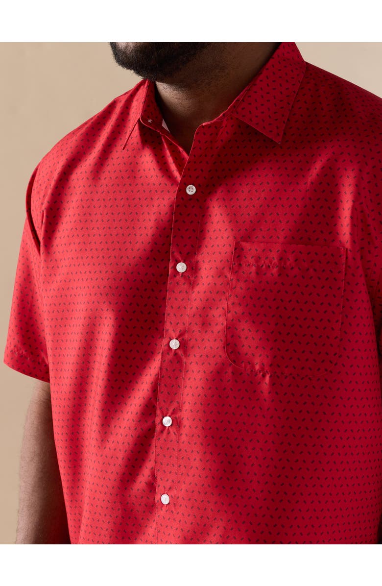 Harbor Bay by DXL Big & Tall Geometric Print Microfiber Sport Shirt, Alternate, color, Savvy Red