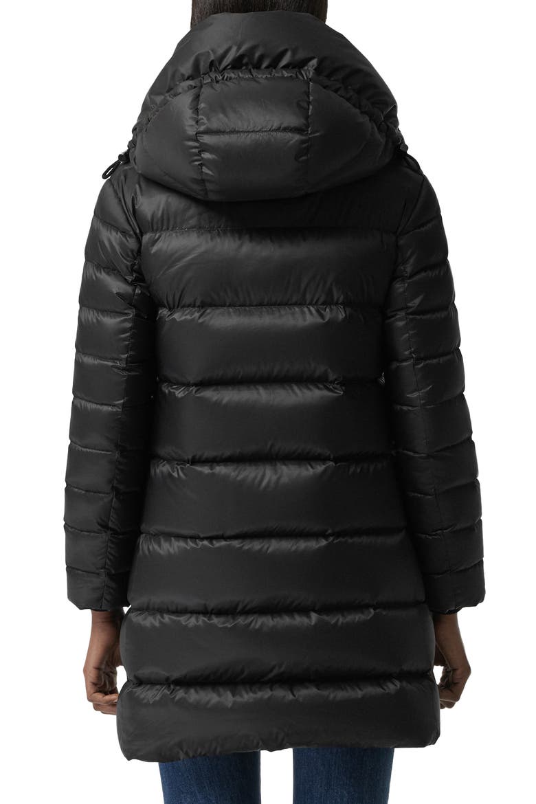 Kington Archive Logo Down Hooded Coat, Alternate, color, BLACK