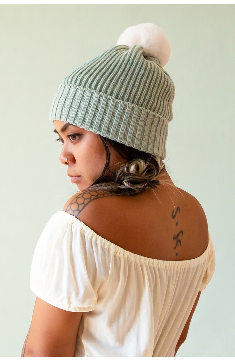 Sunshine Studios Snow Bunny Pom Hat, Alternate, color, Mint