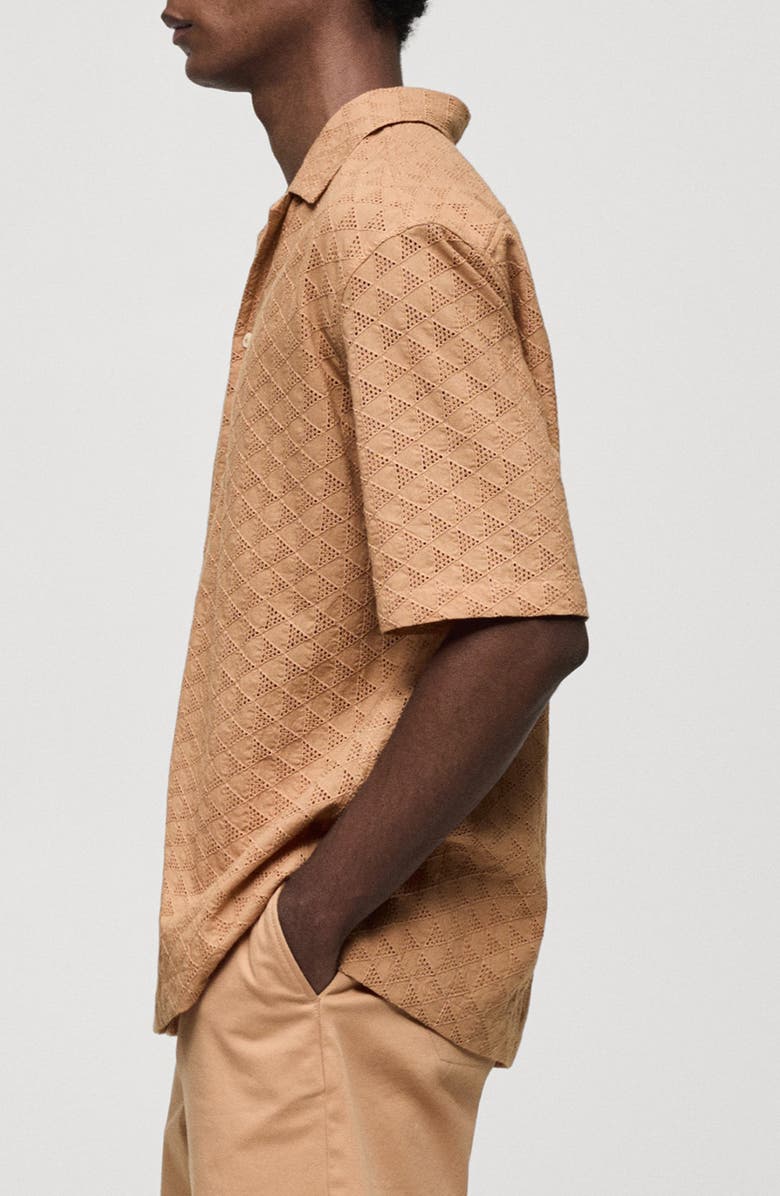 MANGO Short Sleeve Cotton Button-Up Shirt, Alternate, color,