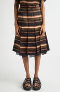 Sacai Pleated Horizontal Stripe Skirt
