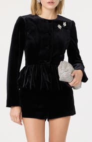 ASTR the Label Nicolle Velvet Peplum Jacket