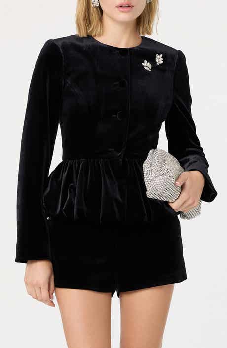 ASTR the Label Nicolle Velvet Peplum Jacket