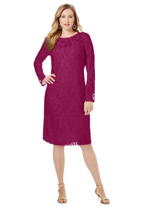 Stretch Lace Shift Dress (Plus)
