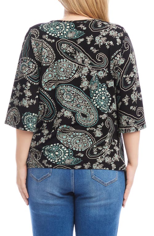Karen Kane Print Flare Sleeve Top In Paisley