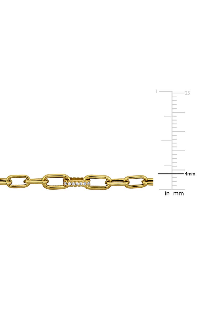 Julianna B. Cubic Zirconia Rolo Rectangle Link Bracelet 14k, Alternate, color, 14K Yellow Gold