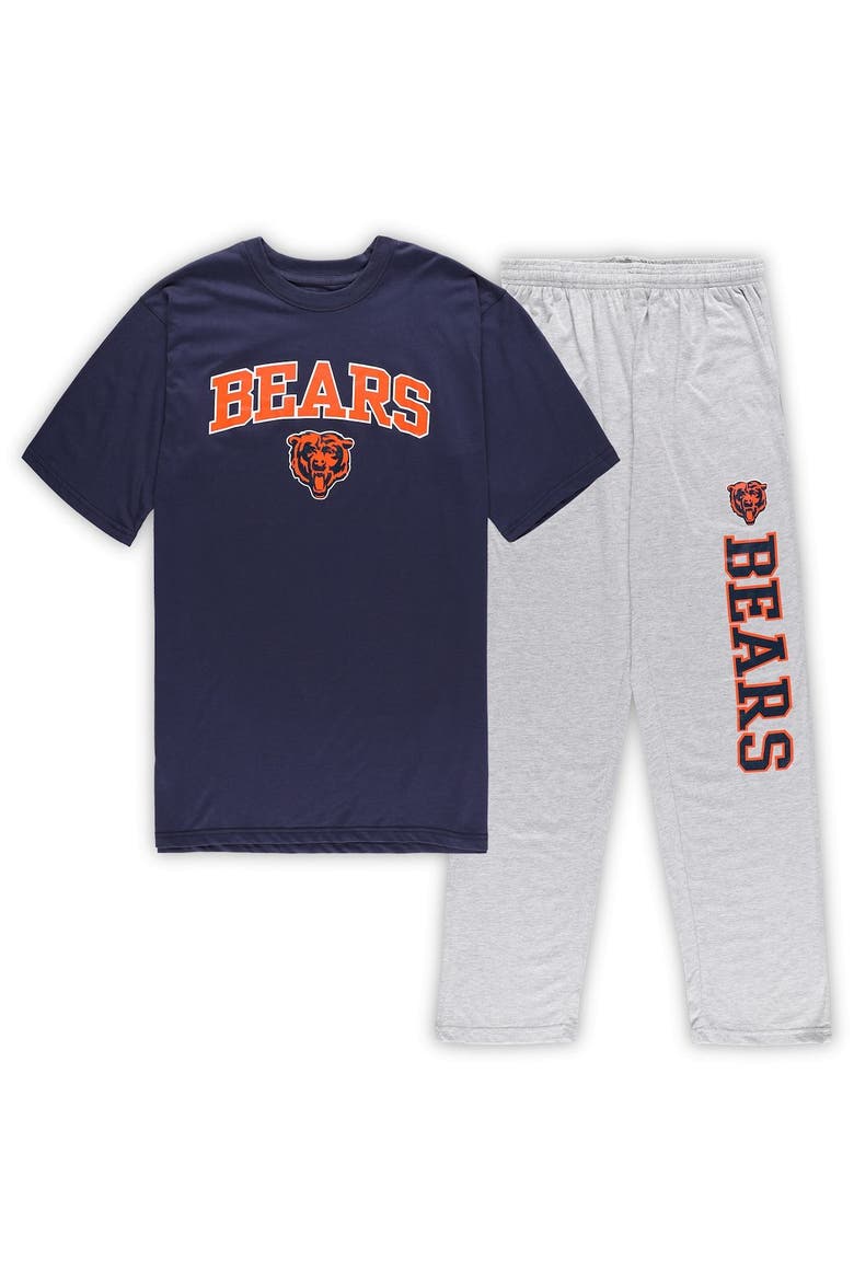 Men's Concepts Sport Navy/Heather Gray Chicago Bears Big & Tall T-Shirt & Pants Sleep Set, Main, color, Navy