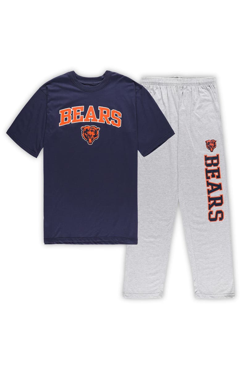 CONCEPTS SPORT Men's Concepts Sport Navy/Heather Gray Chicago Bears Big & Tall T-Shirt & Pants Sleep Set, Main, color, 
