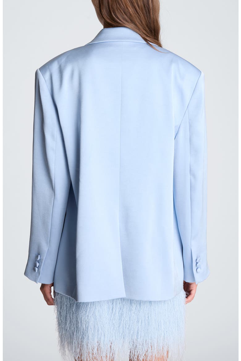 Double Breasted Satin Boyfriend Blazer, Alternate, color, SERENE BLUE