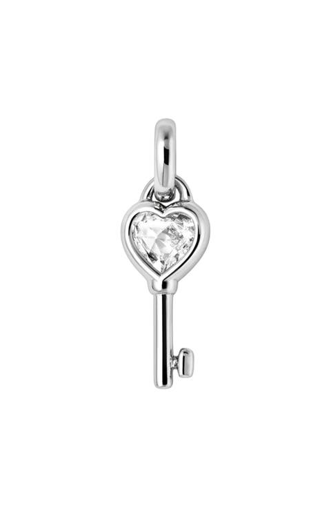 CZ Heart Key Charm