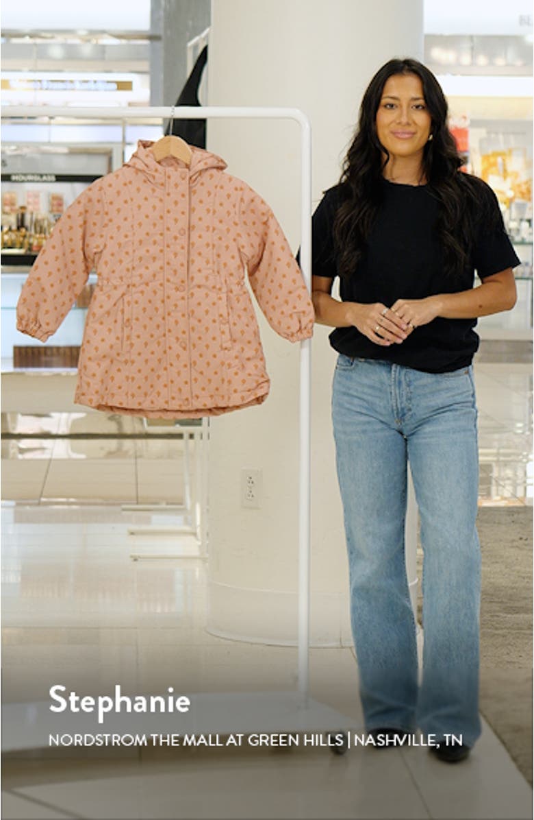 Kids' Floral Water Resistant Hooded Jacket, sales video thumbnail