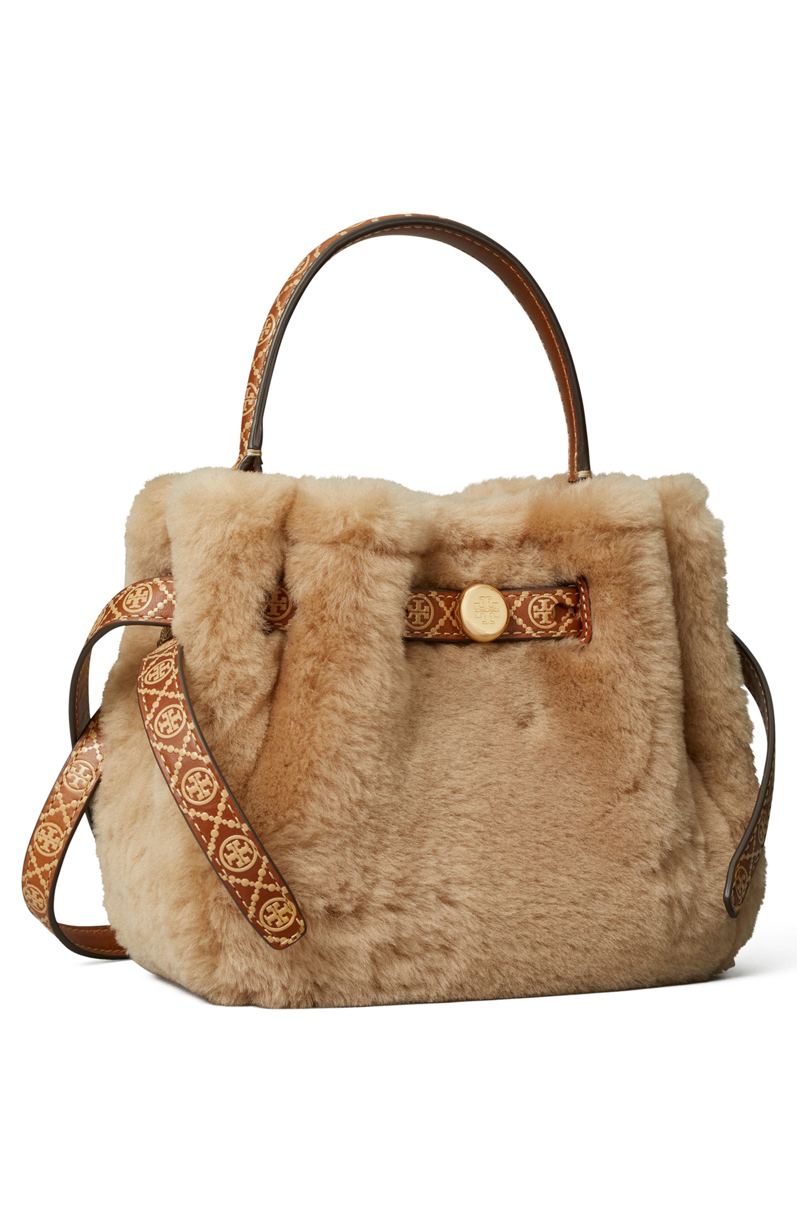 Romy Shearling Mini Bucket Bag, Alternate, color, TEDDY