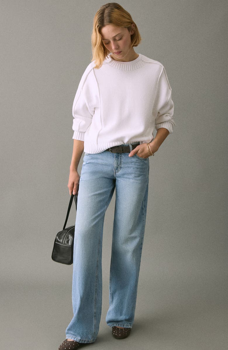 MANGO TEEN Exposed Seam Cotton Blend Sweater, Alternate, color, Off White