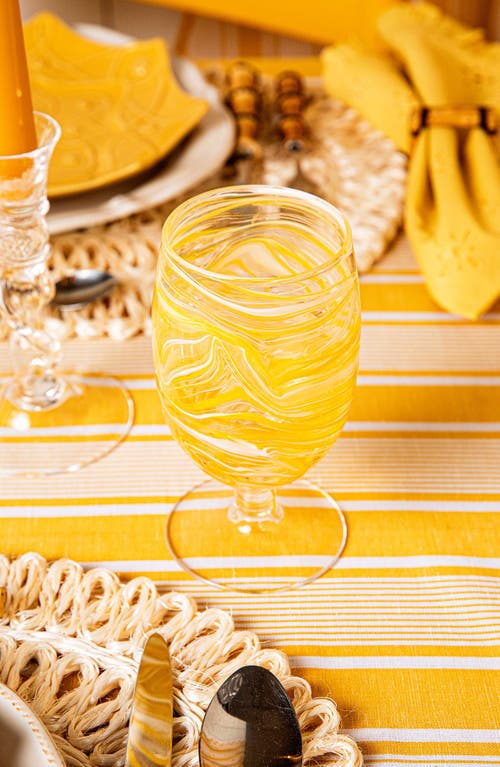 Juliska Puro Marbled Goblet In Yellow