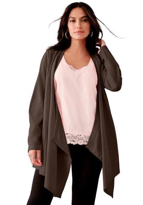 Plus Size Lightweight Handkerchief Hem Cardigan Sweater (Plus)