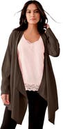 Roaman's Plus Size Lightweight Handkerchief Hem Cardigan Sweater