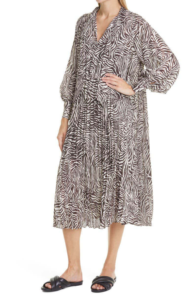 Samsøe Samsøe Dorothe Abstract Animal Print Long Sleeve Midi Dress, Alternate, color, 