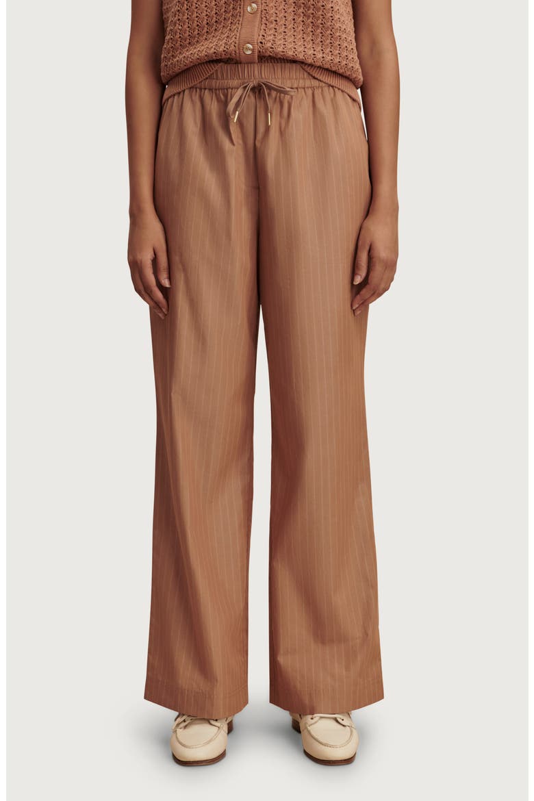 Rowan Straight Leg Cotton Pants, Main, color, CAMEL STRIPE