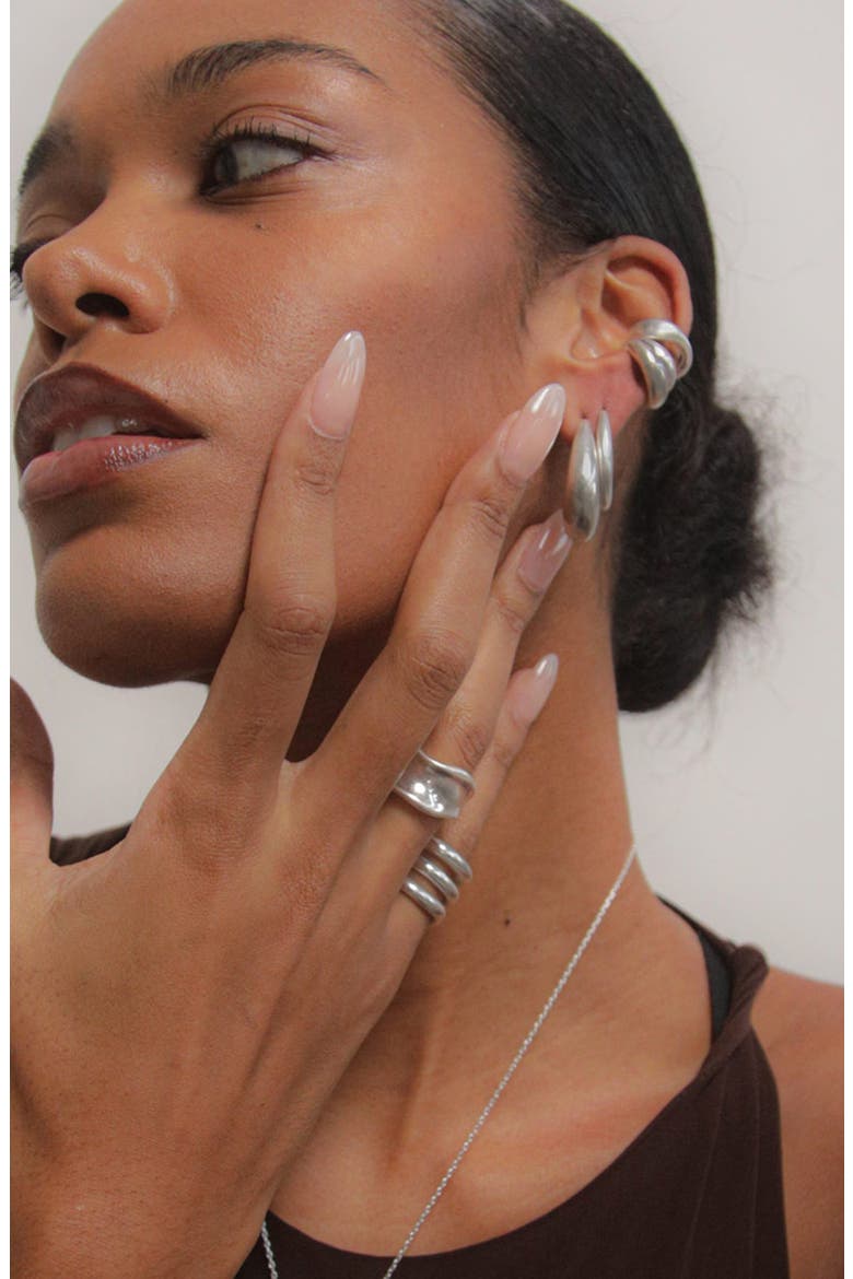 Molten Curve Ring in Silver, Alternate, color, Silver