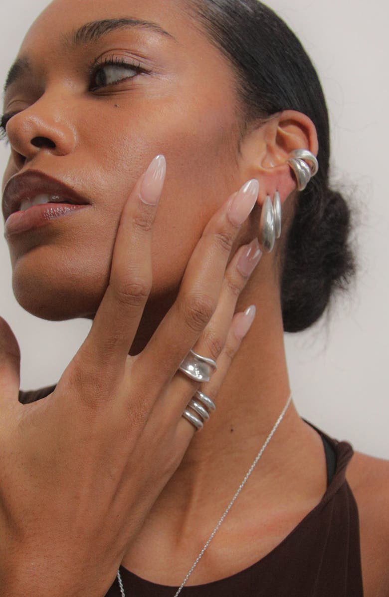 YOJ Molten Curve Ring in Silver, Alternate, color, Silver