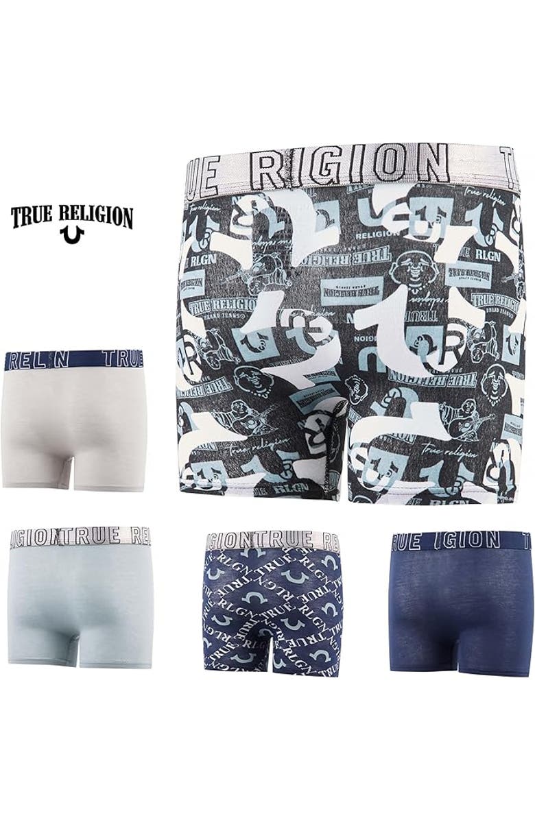 True Religion Boxer Briefs Pack of 5, Alternate, color, Mint/Grey/Black