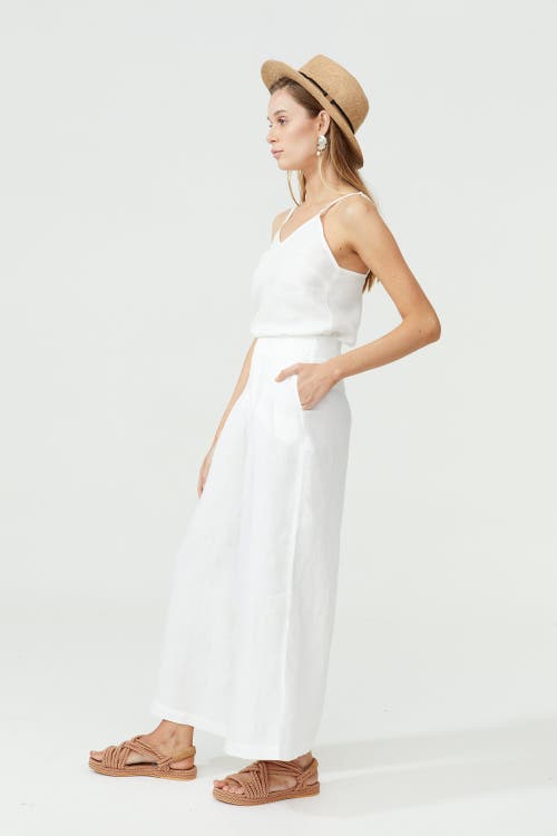 Lanhtropy Culotte Linen Pant In White