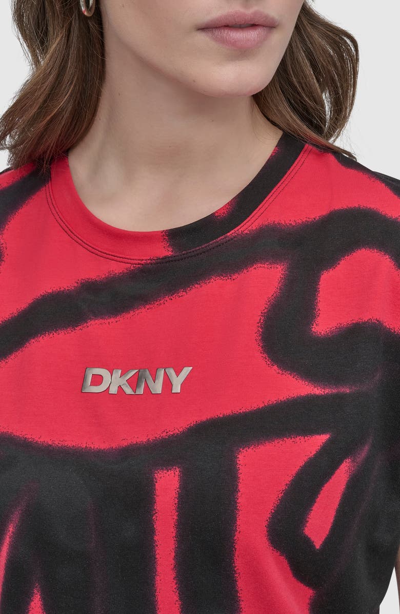 DKNY Print Cotton Blend Top, Alternate, color, Floral Pink