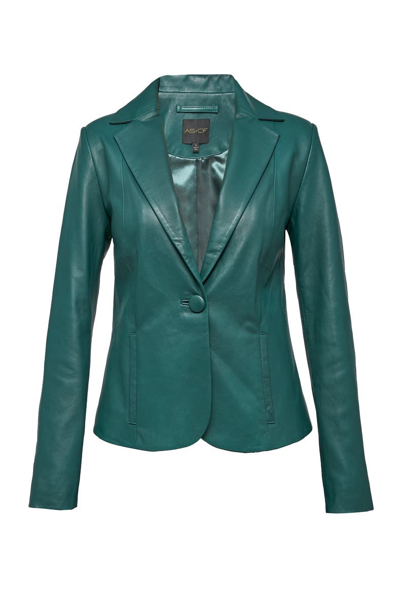 AS by DF Telly Upcycled Leather Blazer, Alternate, color, Forest Green
