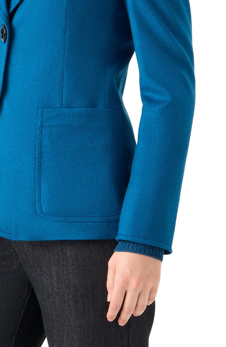 Akris punto Single Breasted Wool Blazer, Alternate, color, Teal